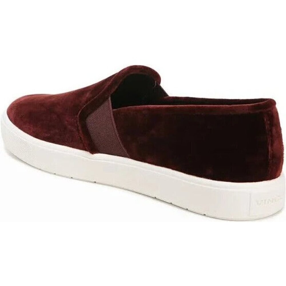 VINCE Blair Velvet Slip On Sneaker in Burgundy Size 6.5 Medium - Picture 2 of 6